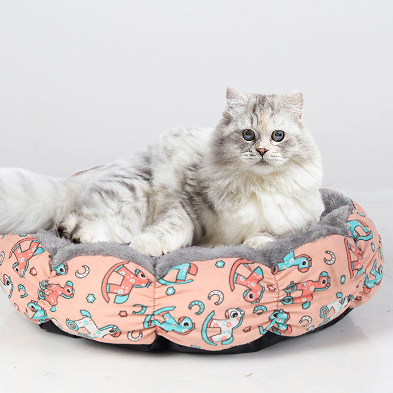 Calming Donut Round Fluffy Pet Sleeping Bed Soft Cushion