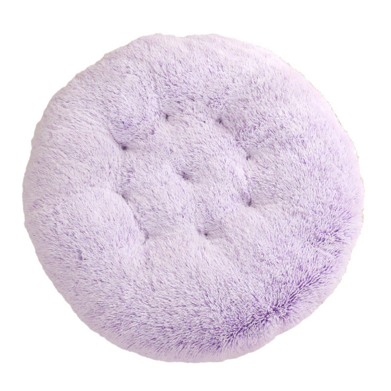 Plush Round Pet Bed Warm Sleep Mat Soft Cat House Set