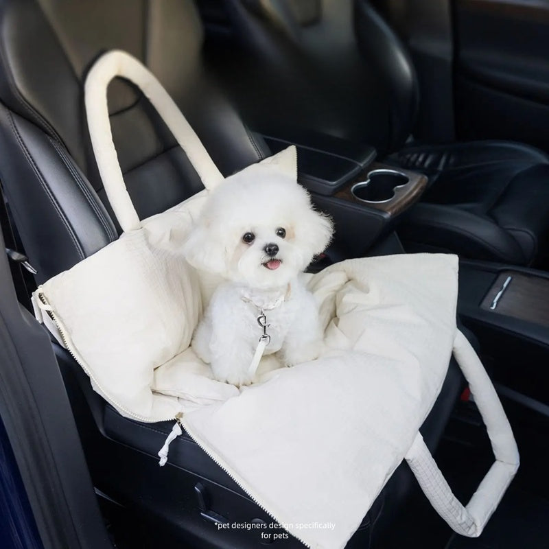Pet Car Seat Carrier With Adjustable Safety Leash Portable Travel Seat