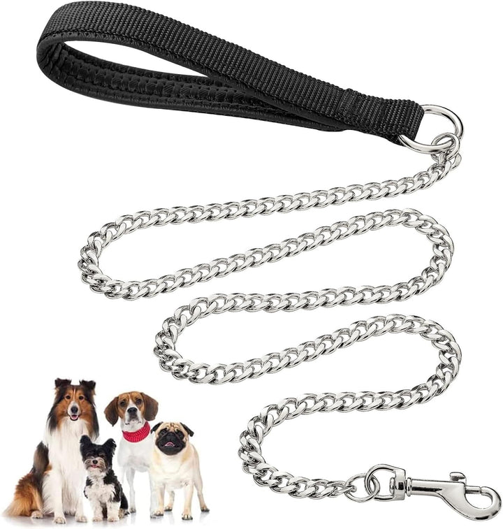 Heavy Duty Metal Chew Proof Pet Chain Leash With Padded Handle