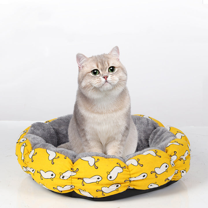 Calming Donut Round Fluffy Pet Sleeping Bed Soft Cushion