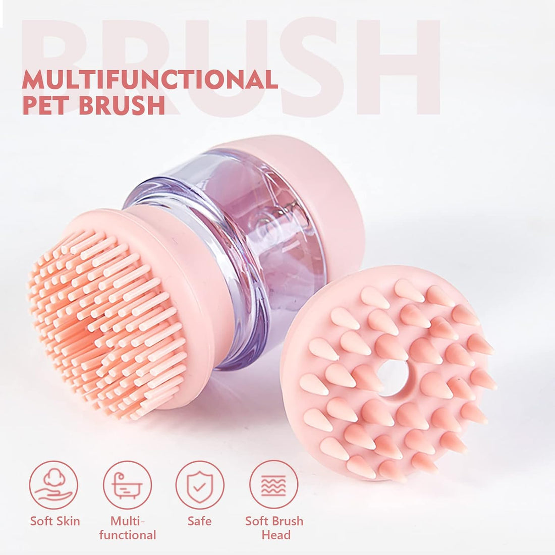 Pet Silicone Bath Grooming Brush Shampoo Dispenser Massage Tool