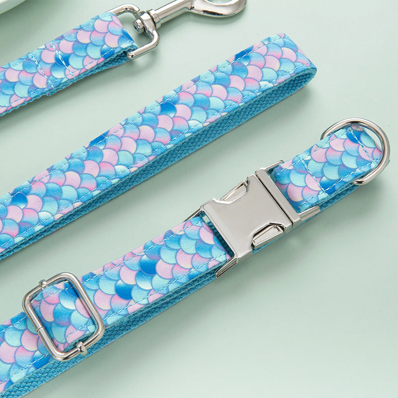 Mermaid Pet Collar Rope Leash Fashion Set