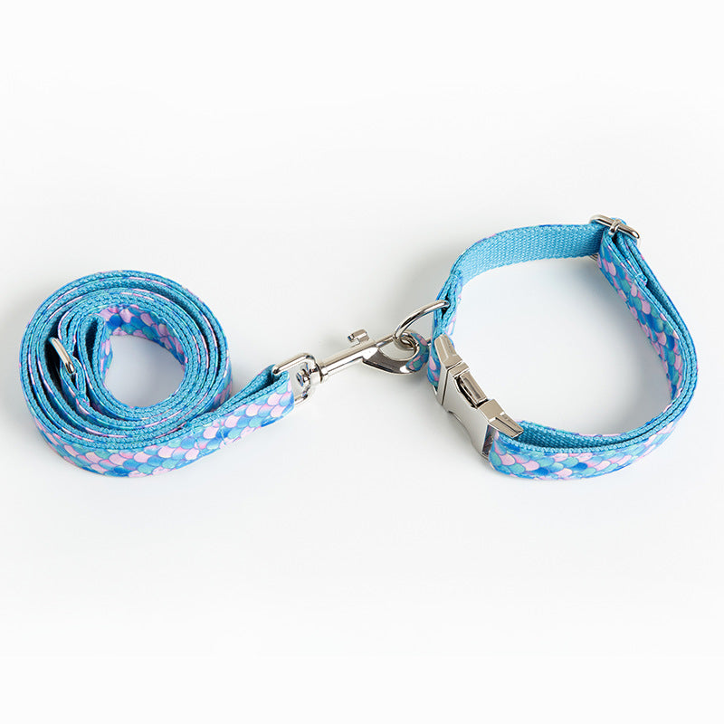 Mermaid Pet Collar Rope Leash Fashion Set