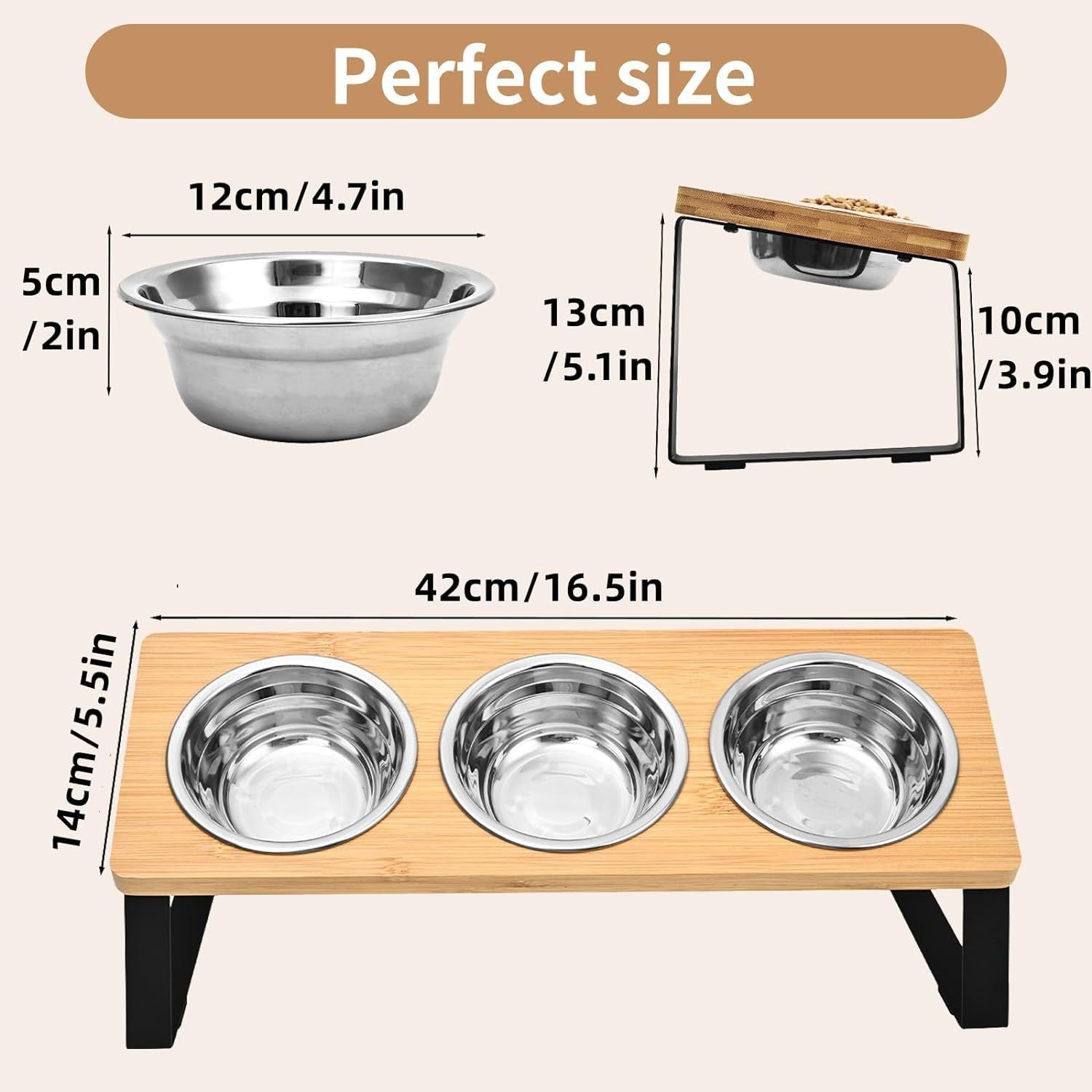 Wood And Iron Pet Feeding Rack With Bowl Stand