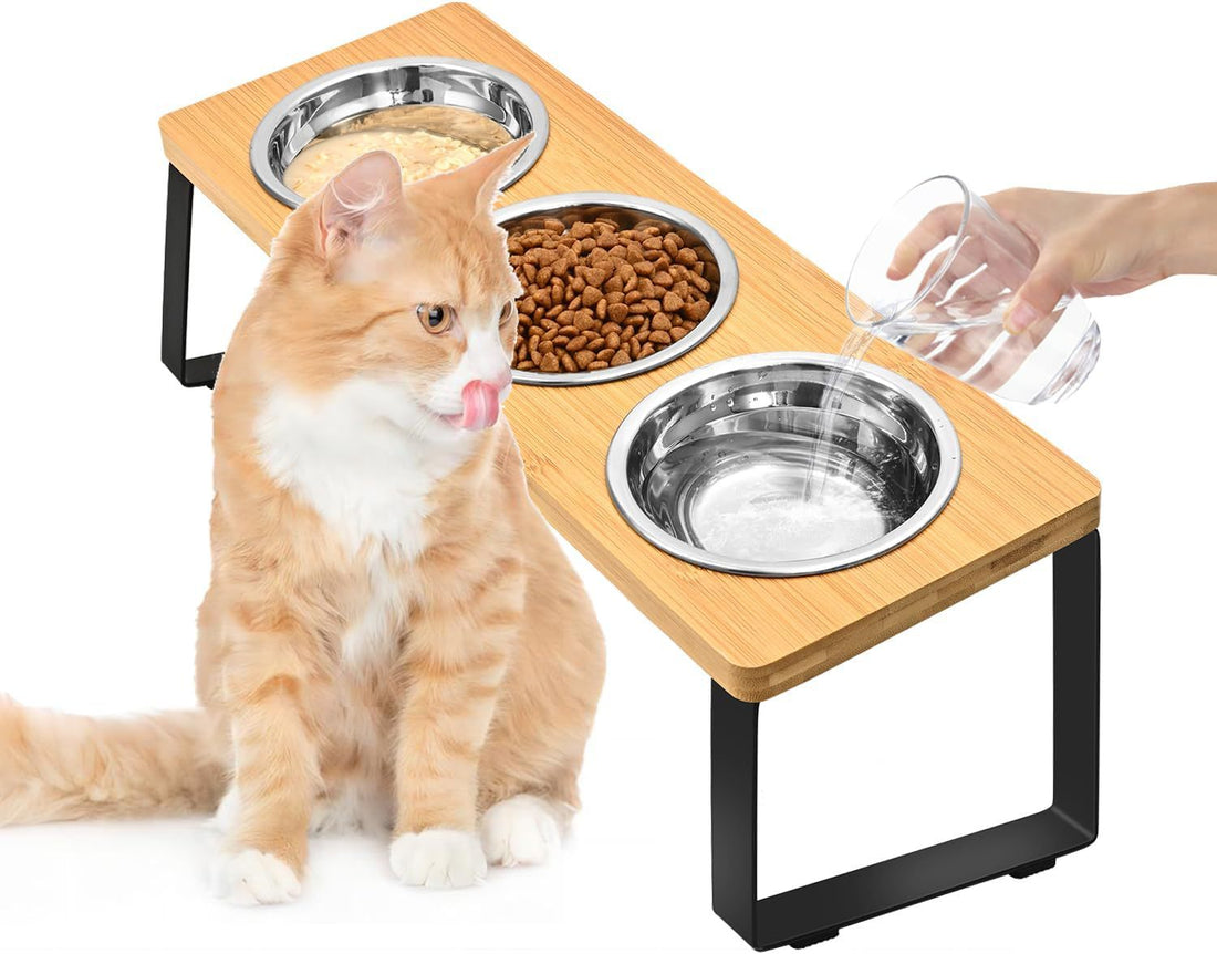 Wood And Iron Pet Feeding Rack With Bowl Stand