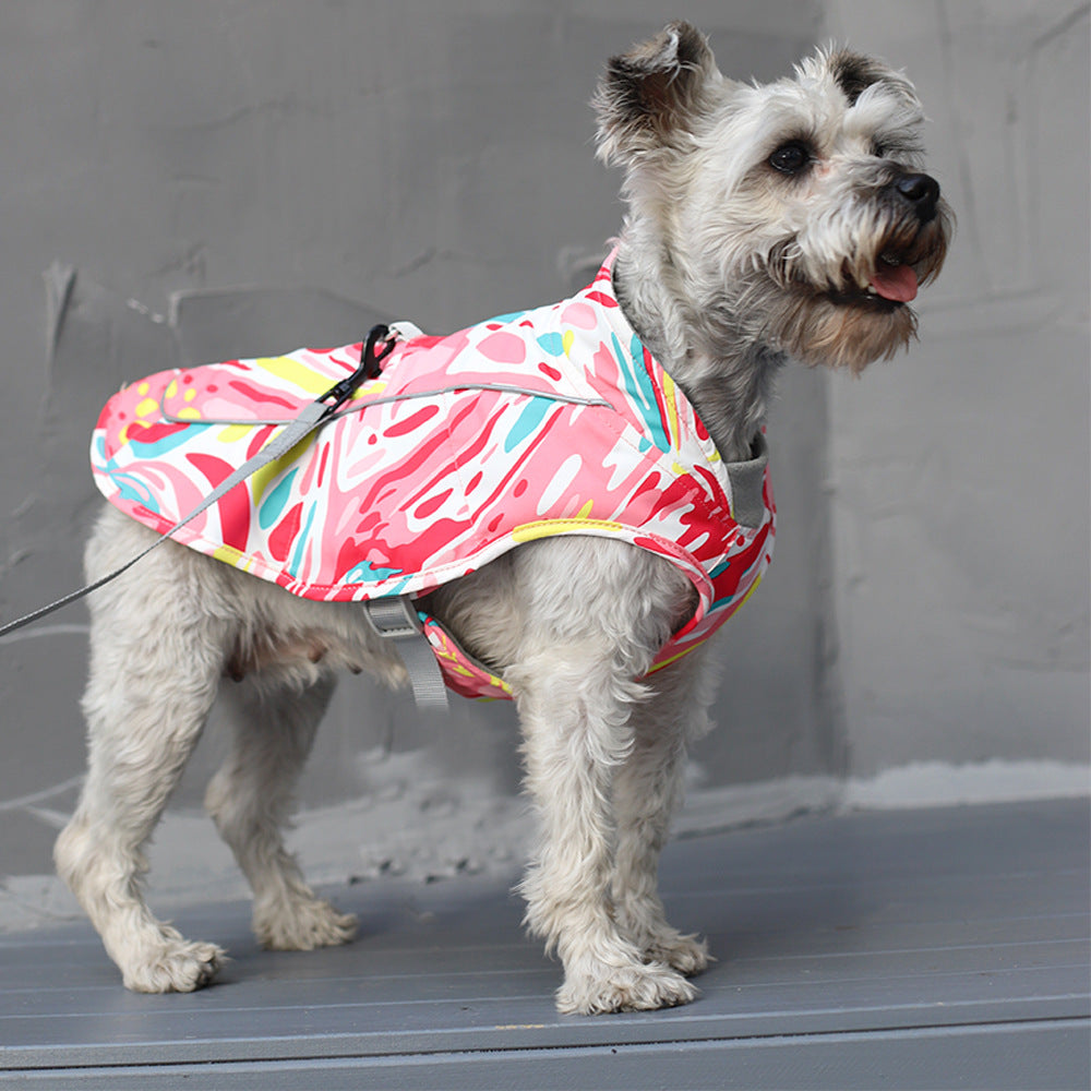 Pet Waterproof Reflective Printed Cotton Jacket Clothing