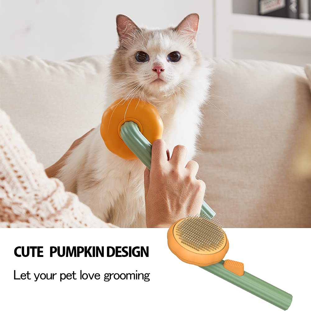 Pet Pumpkin Self Cleaning Grooming Brush Slicker Hair Removal Tool