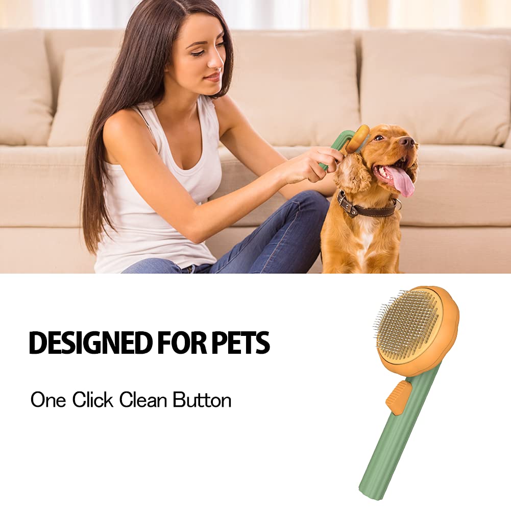 Pet Pumpkin Self Cleaning Grooming Brush Slicker Hair Removal Tool