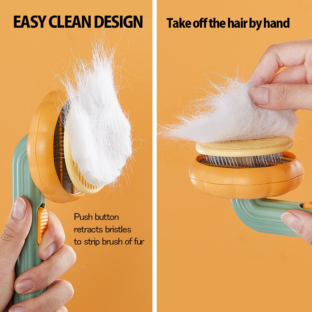Pet Pumpkin Self Cleaning Grooming Brush Slicker Hair Removal Tool