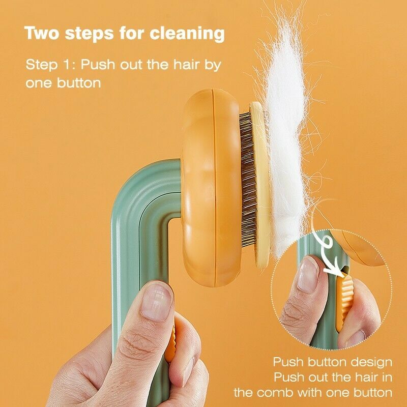 Pet Pumpkin Self Cleaning Grooming Brush Slicker Hair Removal Tool