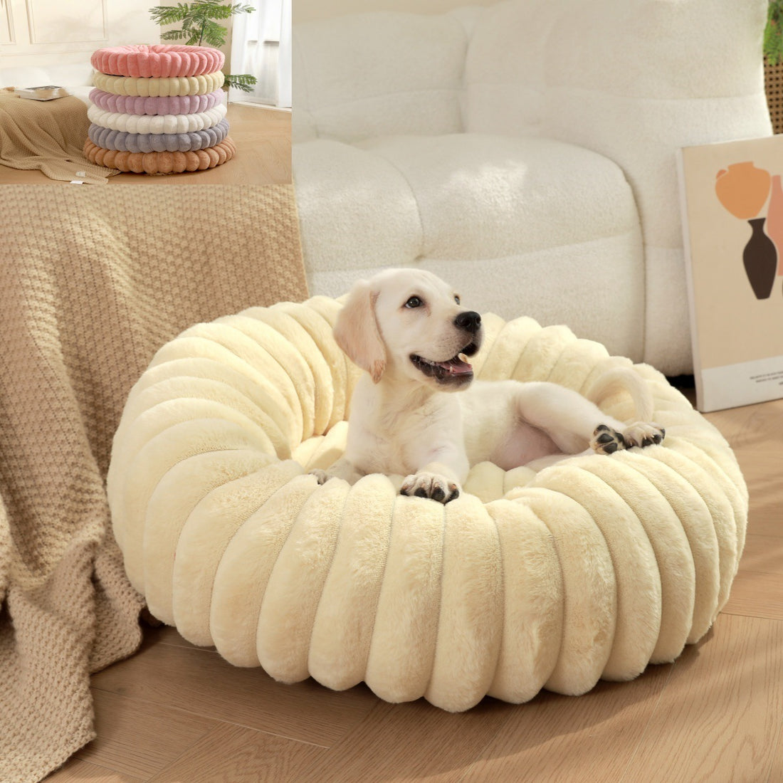 Plush Round Pet Winter Warm Sleeping Nest Kennel Mat