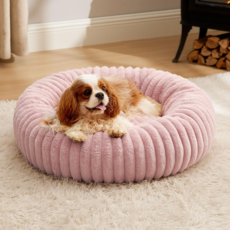 Plush Round Pet Winter Warm Fur Sleeping Mat Bed