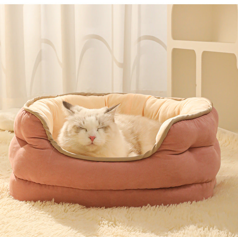 Warm Plush Pet Sofa Bed Mattress Kennel Set