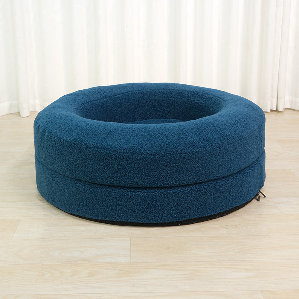 Solid Color Leisure Round Pet Sleeping Bed Nest