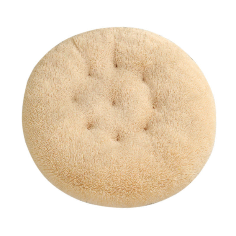 Plush Round Pet Bed Warm Sleep Mat Soft Cat House Set
