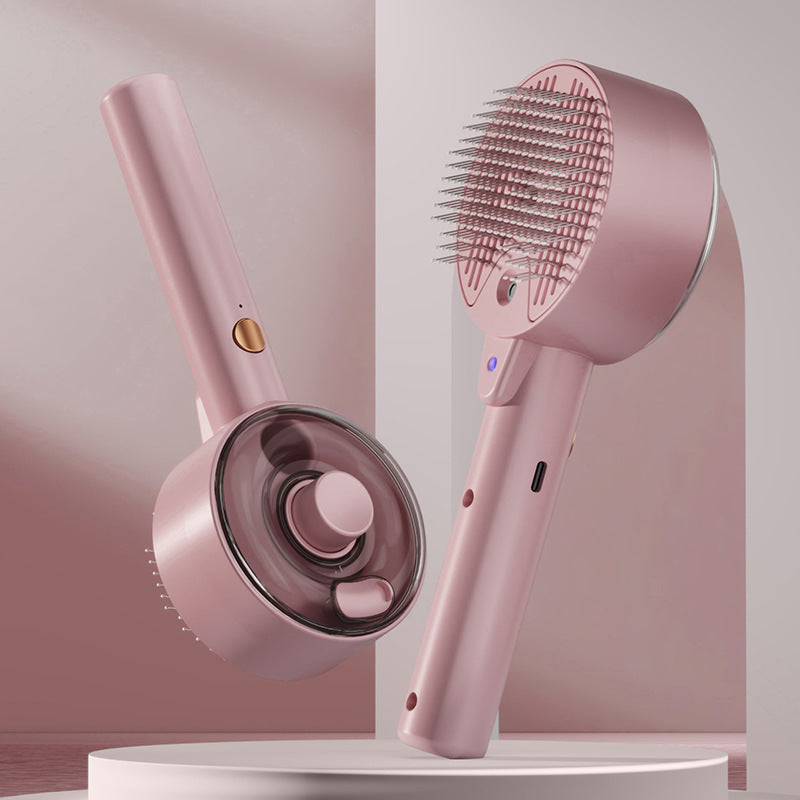 Pet Self Cleaning Steam Grooming Brush Hair Removal Tool