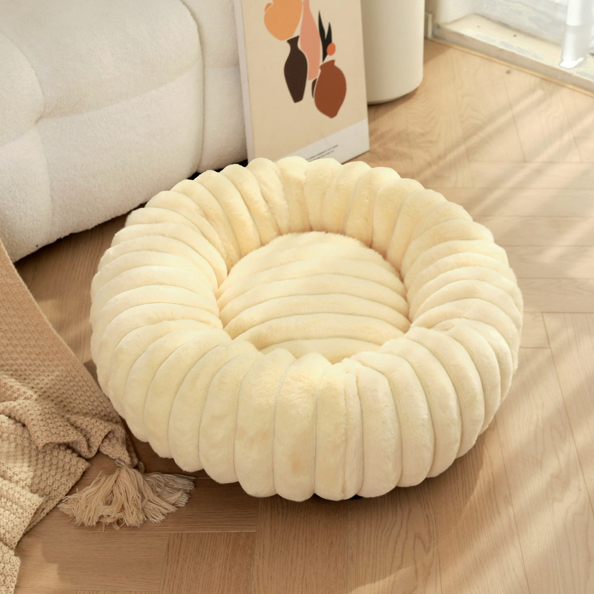 Plush Round Pet Winter Warm Sleeping Nest Kennel Mat