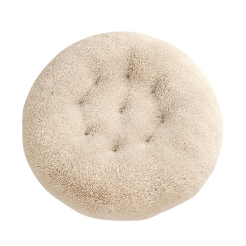 Plush Round Pet Bed Warm Sleep Mat Soft Cat House Set