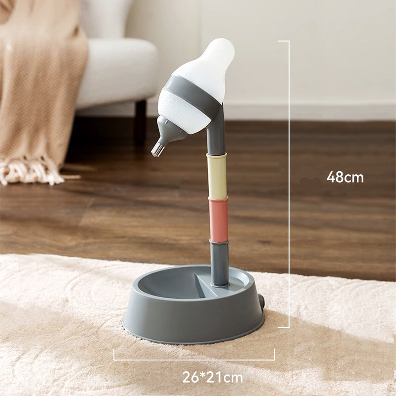 Adjustable Height Pet Standing Water Dispenser Bowl With Detachable Pole