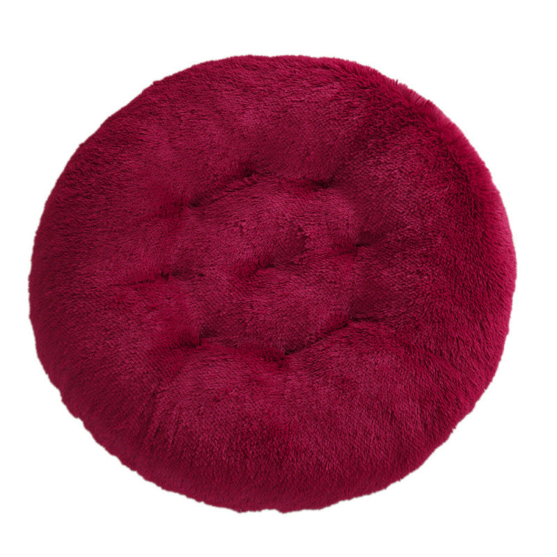 Plush Round Pet Bed Warm Sleep Mat Soft Cat House Set