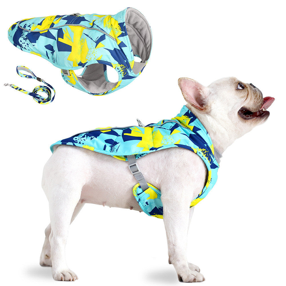 Pet Waterproof Reflective Printed Cotton Jacket Clothing