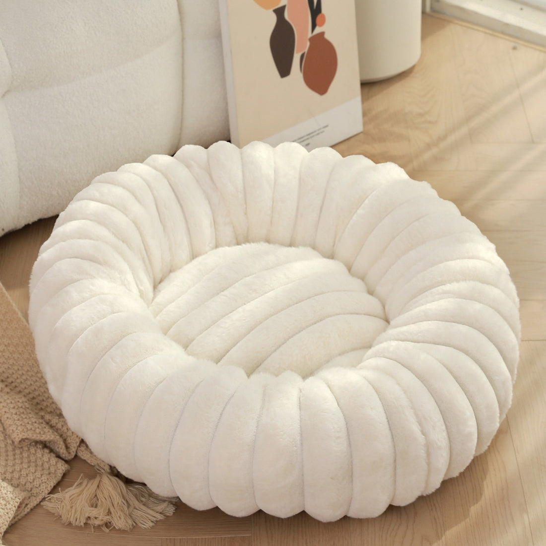 Plush Round Pet Winter Warm Sleeping Nest Kennel Mat