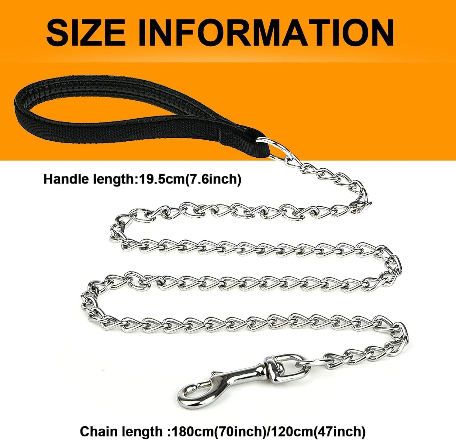Heavy Duty Metal Chew Proof Pet Chain Leash With Padded Handle