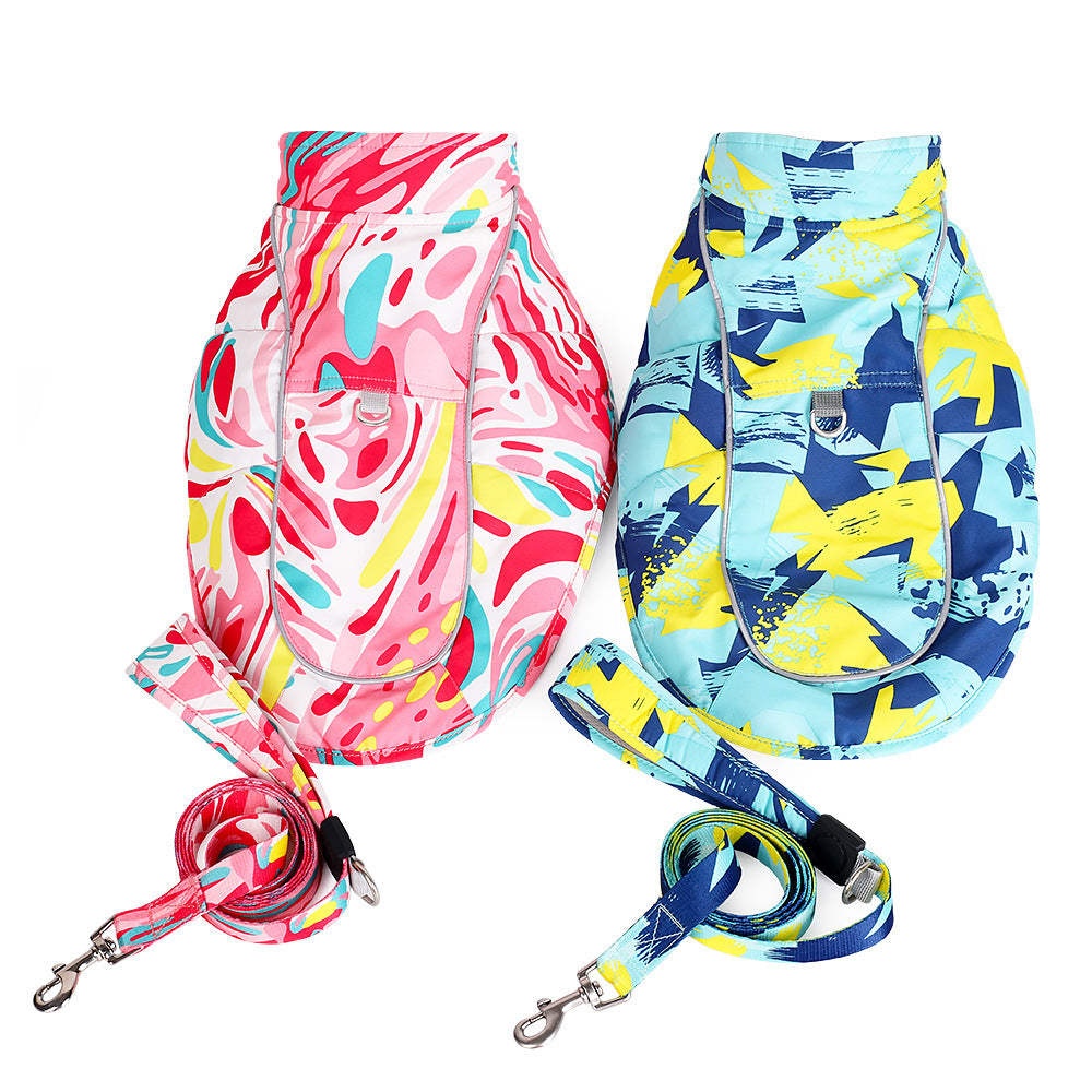 Pet Waterproof Reflective Printed Cotton Jacket Clothing