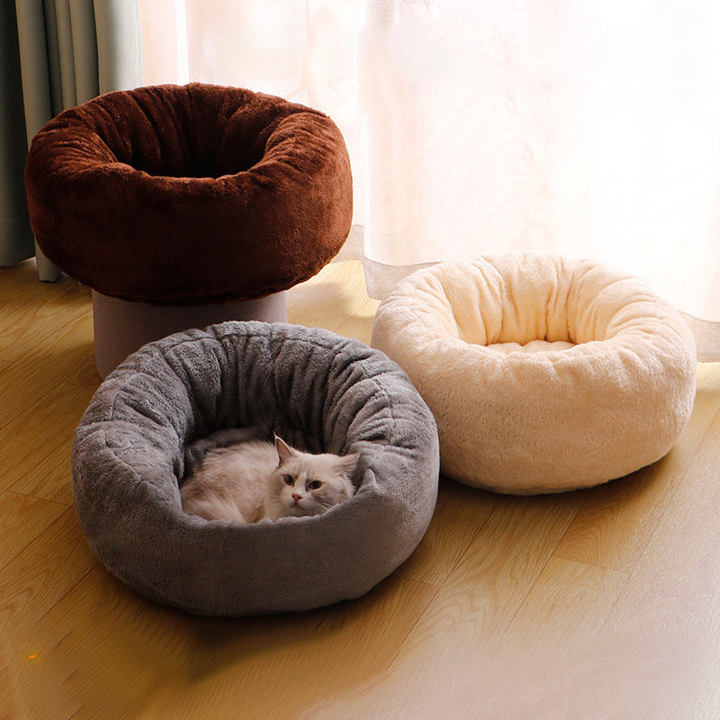 Plush Donut Round Pet Winter Warm Bed Cushion Mat