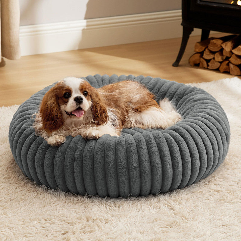 Plush Round Pet Winter Warm Fur Sleeping Mat Bed