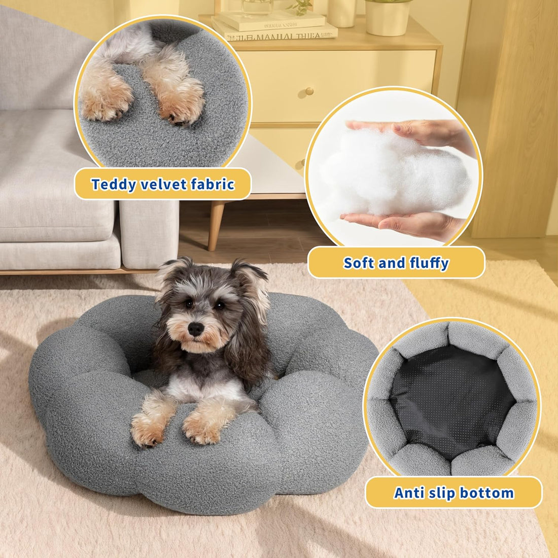 Fluffy Plush Round Pet Calming Donut Sleeping Bed