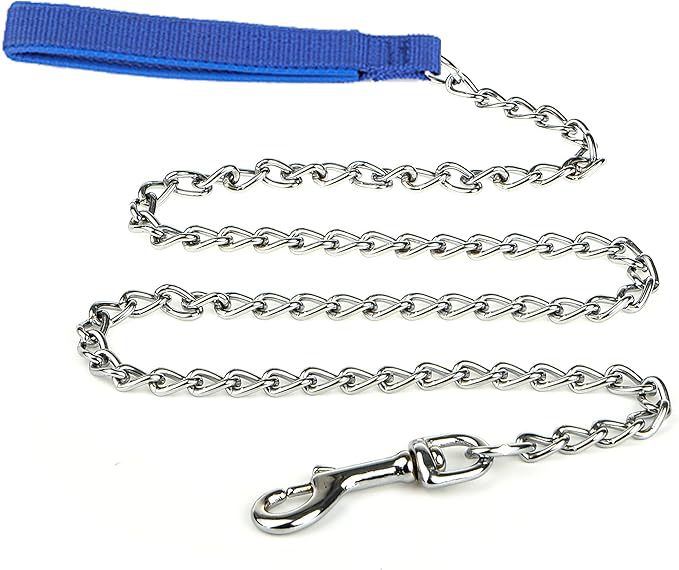 Heavy Duty Metal Chew Proof Pet Chain Leash With Padded Handle