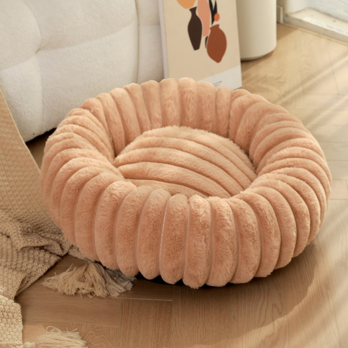 Plush Round Pet Winter Warm Sleeping Nest Kennel Mat