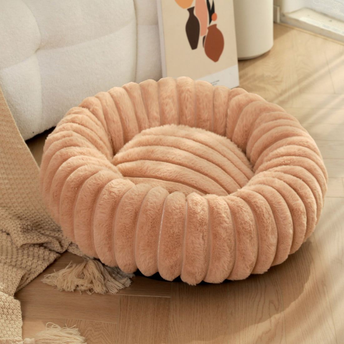 Plush Round Pet Winter Warm Sleeping Nest Kennel Mat