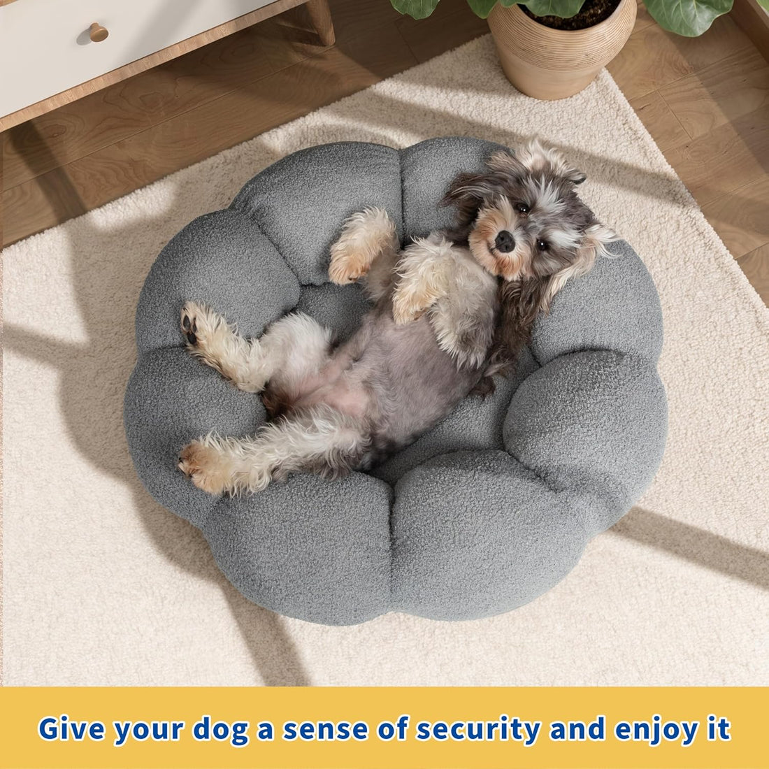 Fluffy Plush Round Pet Calming Donut Sleeping Bed