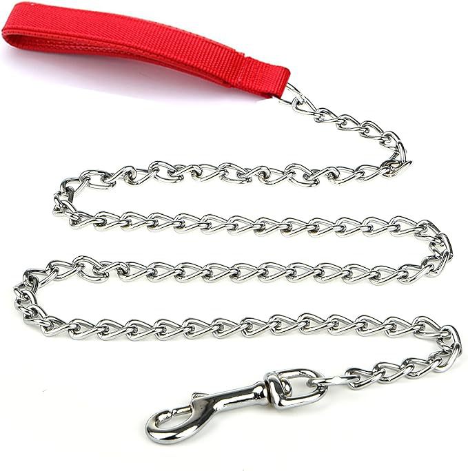 Heavy Duty Metal Chew Proof Pet Chain Leash With Padded Handle