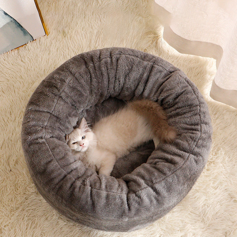 Plush Donut Round Pet Winter Warm Bed Cushion Mat