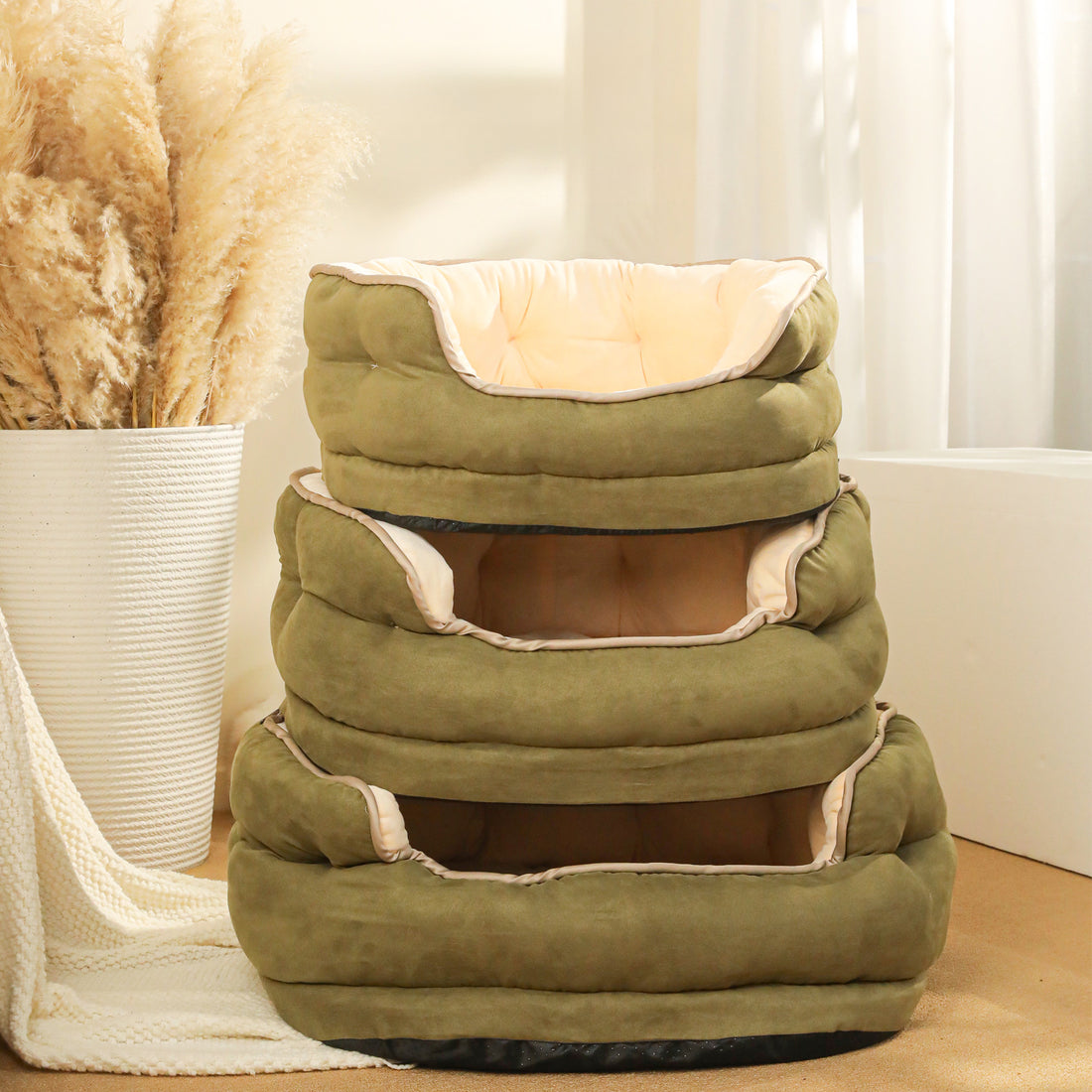Warm Plush Pet Sofa Bed Mattress Kennel Set