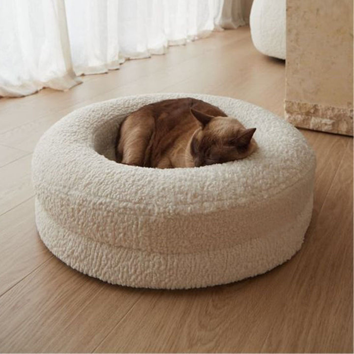 Solid Color Leisure Round Pet Sleeping Bed Nest