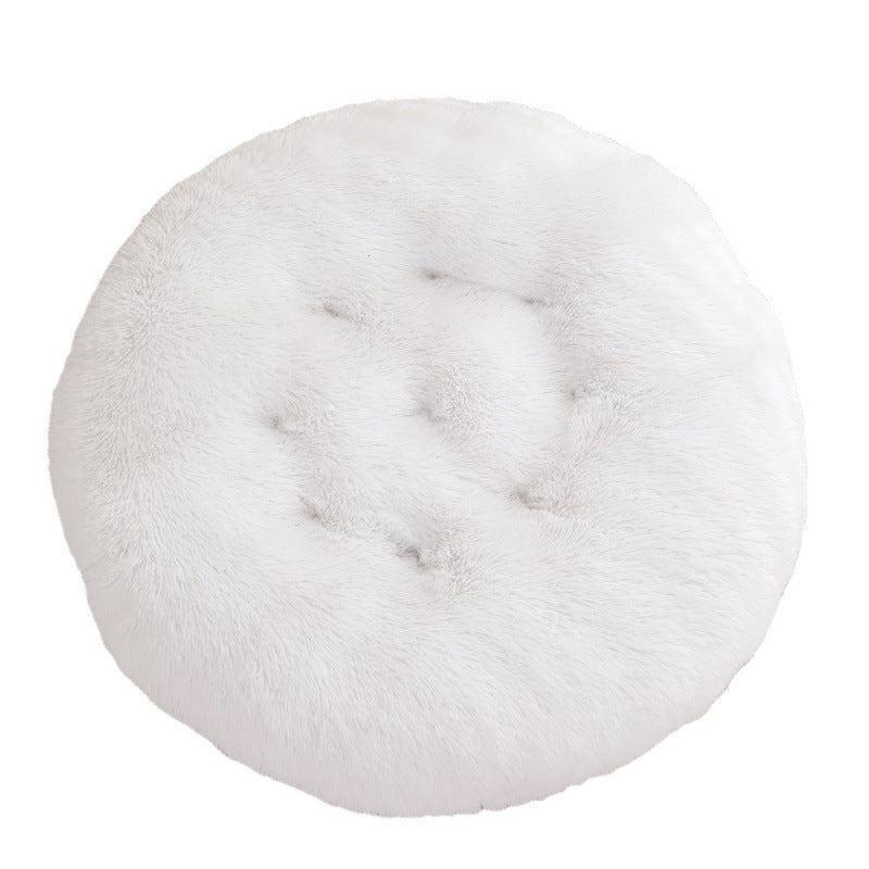 Plush Round Pet Bed Warm Sleep Mat Soft Cat House Set