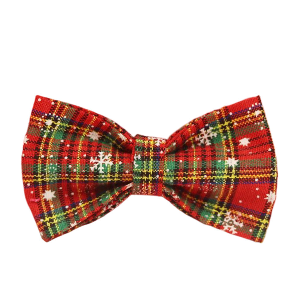 Christmas Pet Collar Plaid Rope Leash Suit Bowknot Flowers