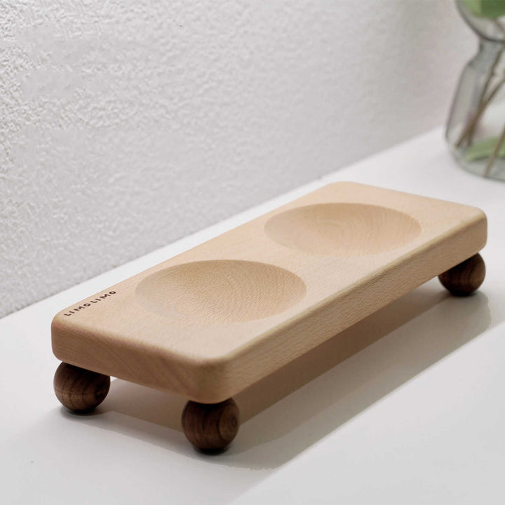 Solid Wood Pet Bowl With Ceramic Feeding Dish