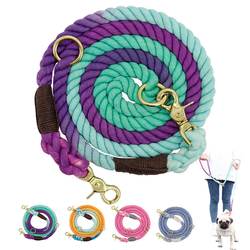 Multi Color Cotton Pet Long Rope Leash Walking Strap