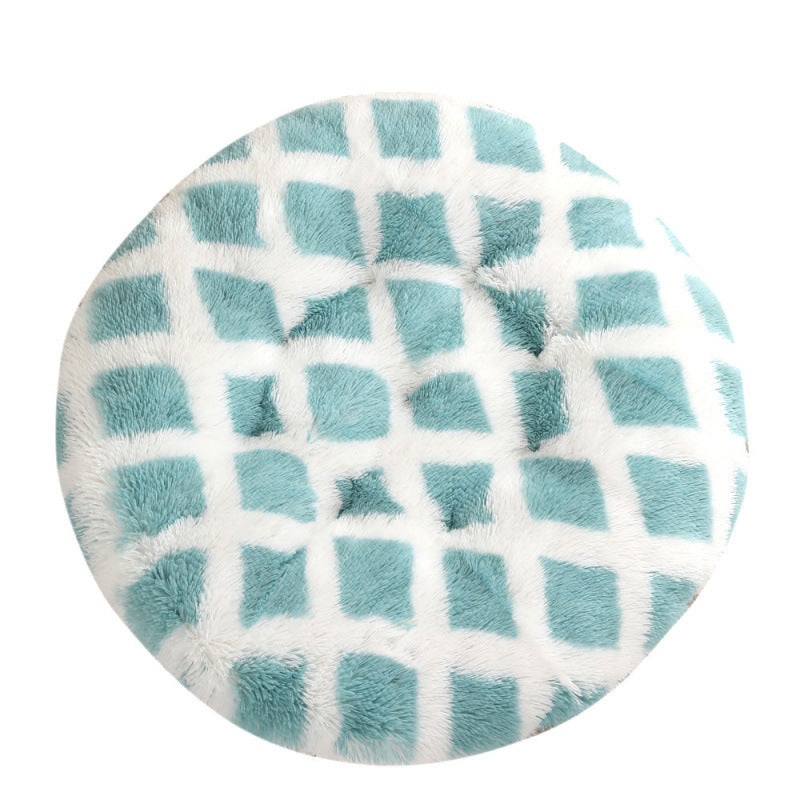 Plush Round Pet Bed Warm Sleep Mat Soft Cat House Set