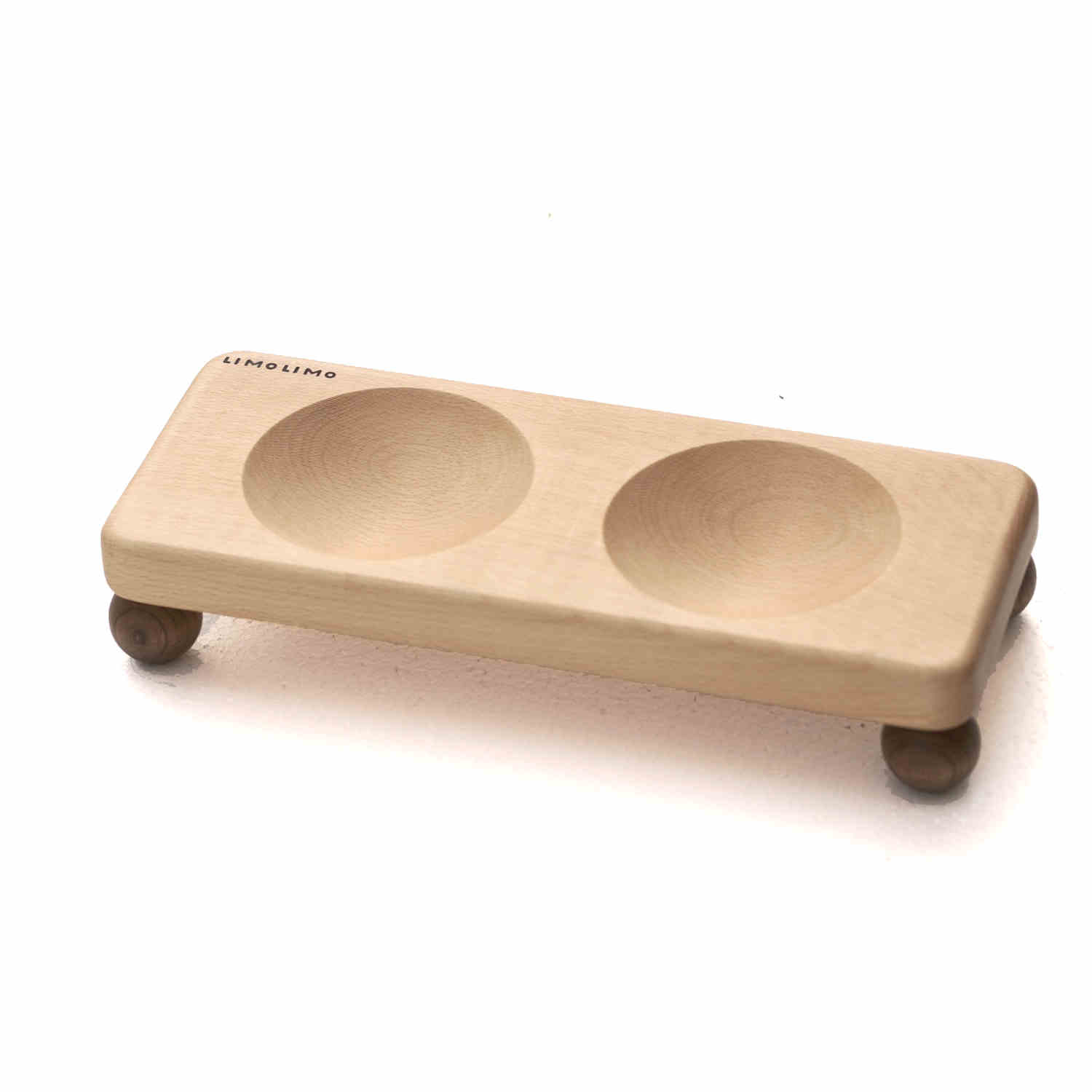 Solid Wood Pet Bowl With Ceramic Feeding Dish