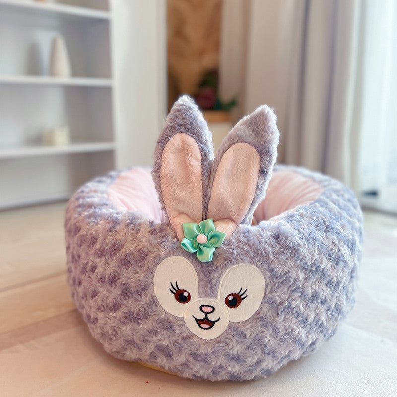 Cartoon Plush Round Pet All Season Sleeping Bed Cushion Nest