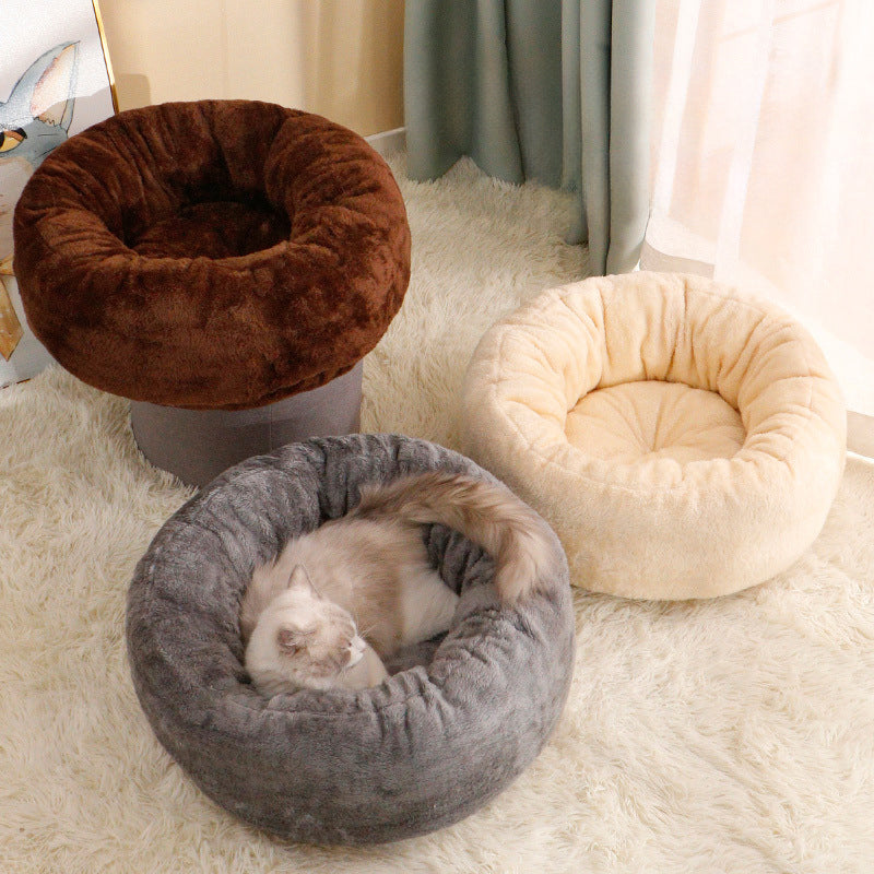 Plush Donut Round Pet Winter Warm Bed Cushion Mat
