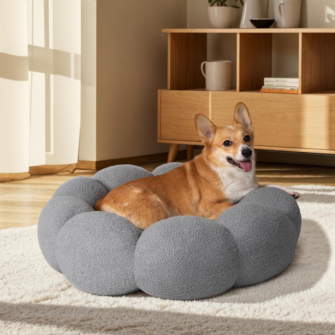 Fluffy Plush Round Pet Calming Donut Sleeping Bed