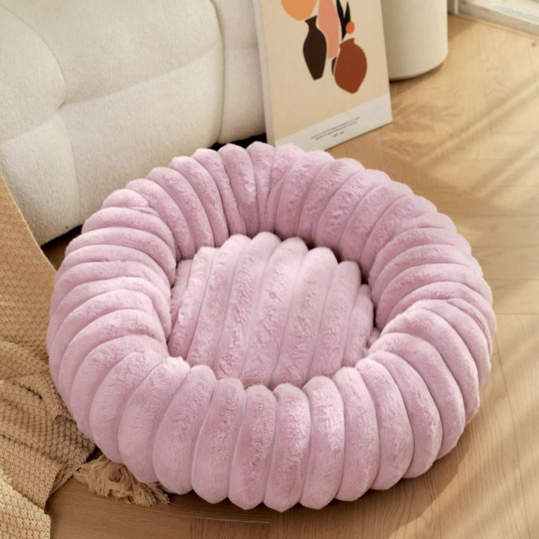 Plush Round Pet Winter Warm Sleeping Nest Kennel Mat